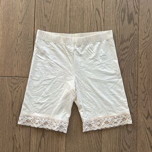 Cream White Lace Biker Slip Shorts Elastic Waistband Fits Small